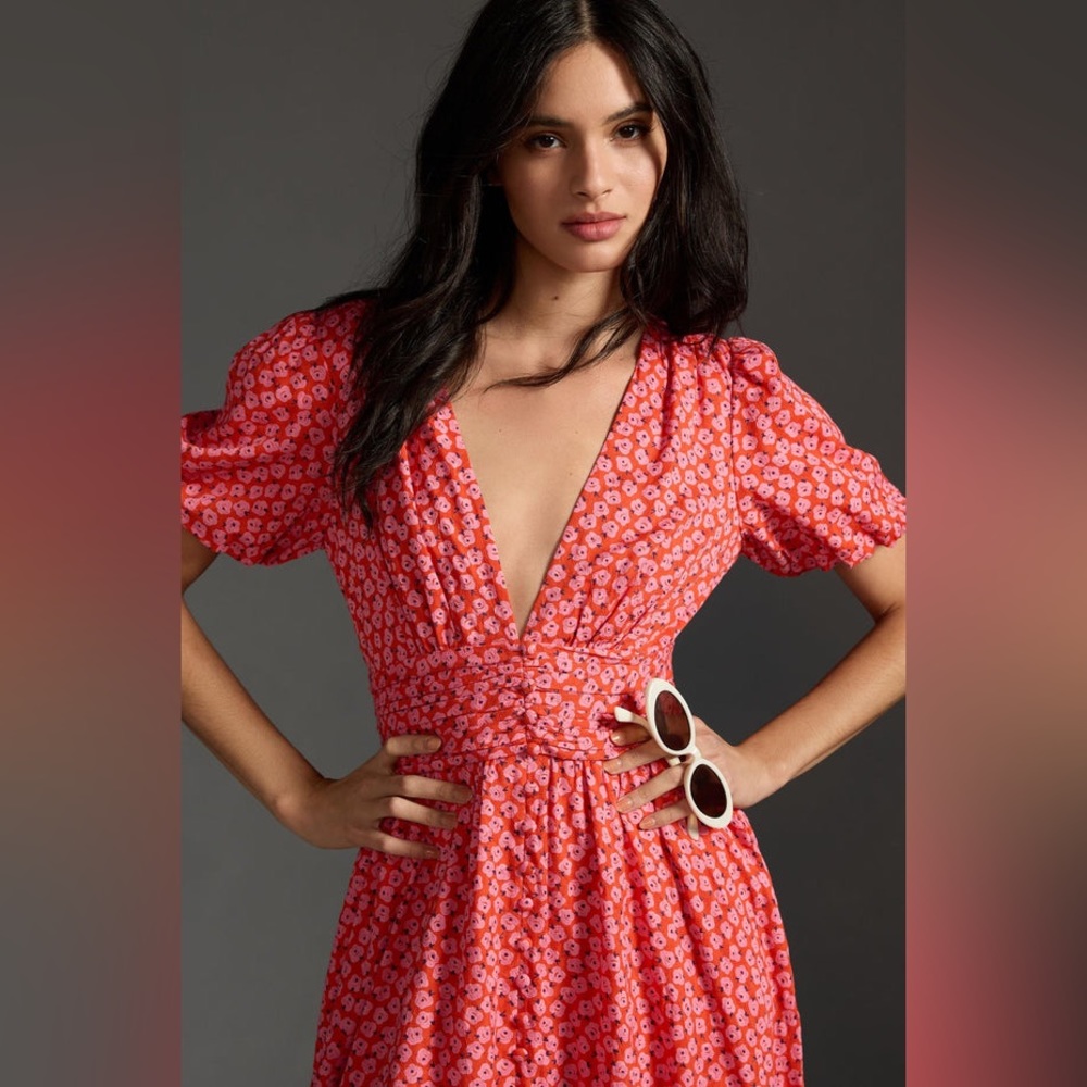 Anthropologie Katerina Button Front Maxi Dress